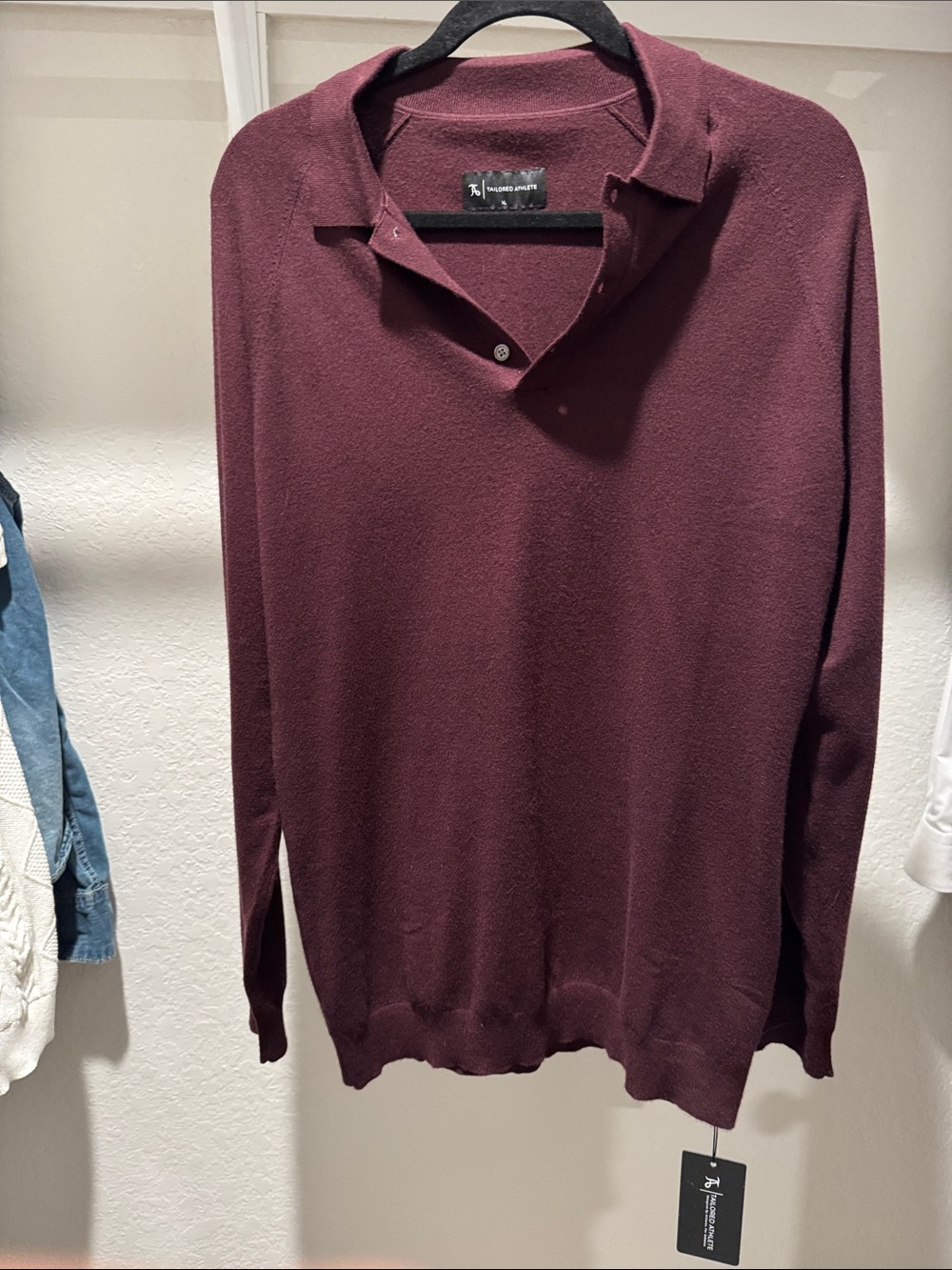 Tailored Athlete Maroon Polo Knit Sweater - Tailored Collared Pullover